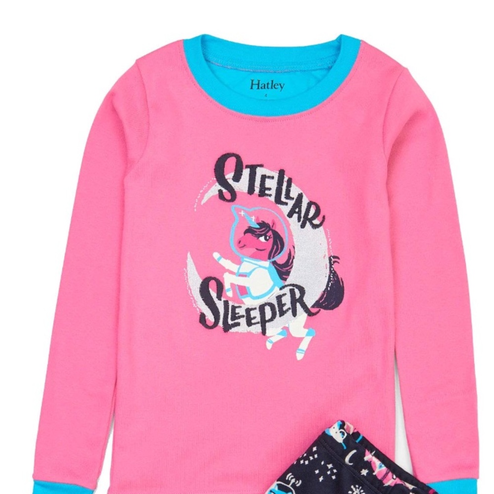 Hatley pajamas Cosmic unicorn moon organic cotton pants top pj soft space girls